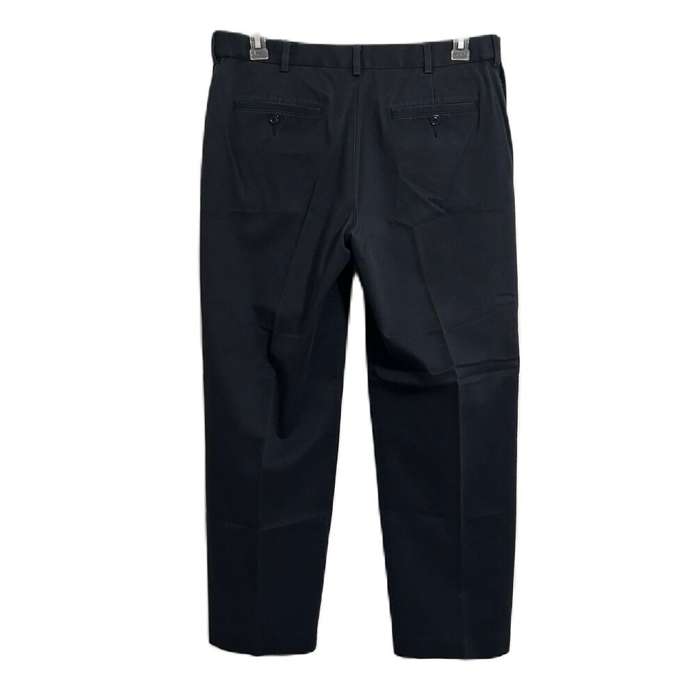 Savane Pants Men 34x30 Navy Flat Stretch Waistband Pockets Office Comfort Preppy